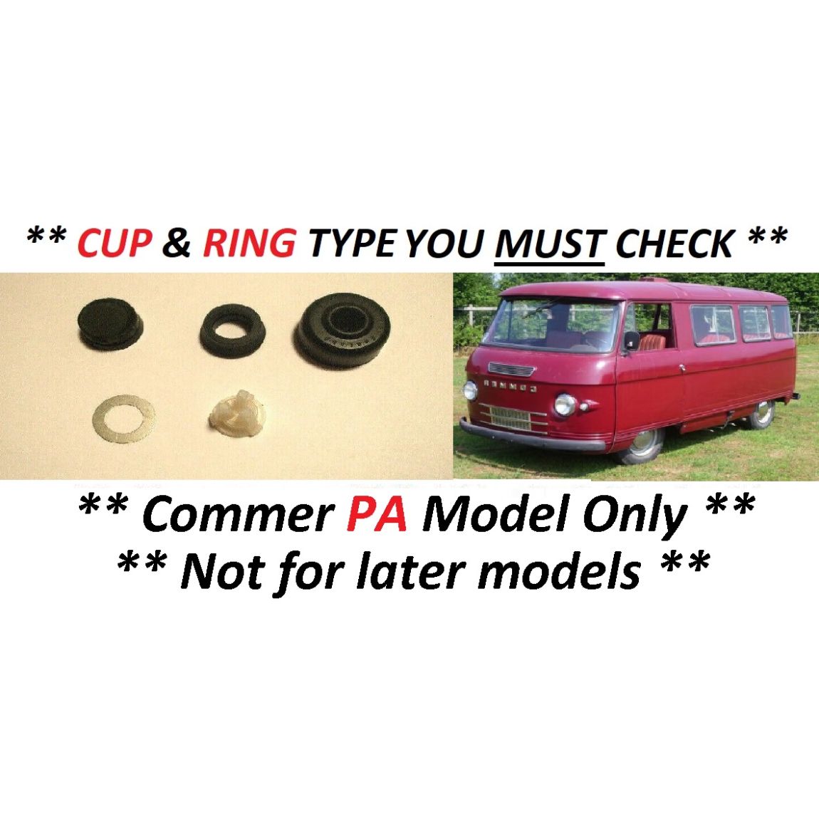 BRAKE MASTER CYLINDER REPAIR SEALS KIT (Commer PA Van) (1500 & 1600) (**1960- 67 Only**) 